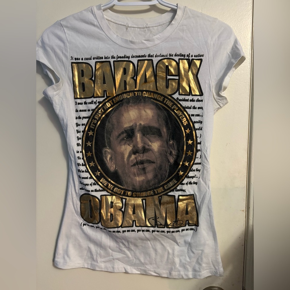 Barack Obama T shirt Gold Font Graphic T